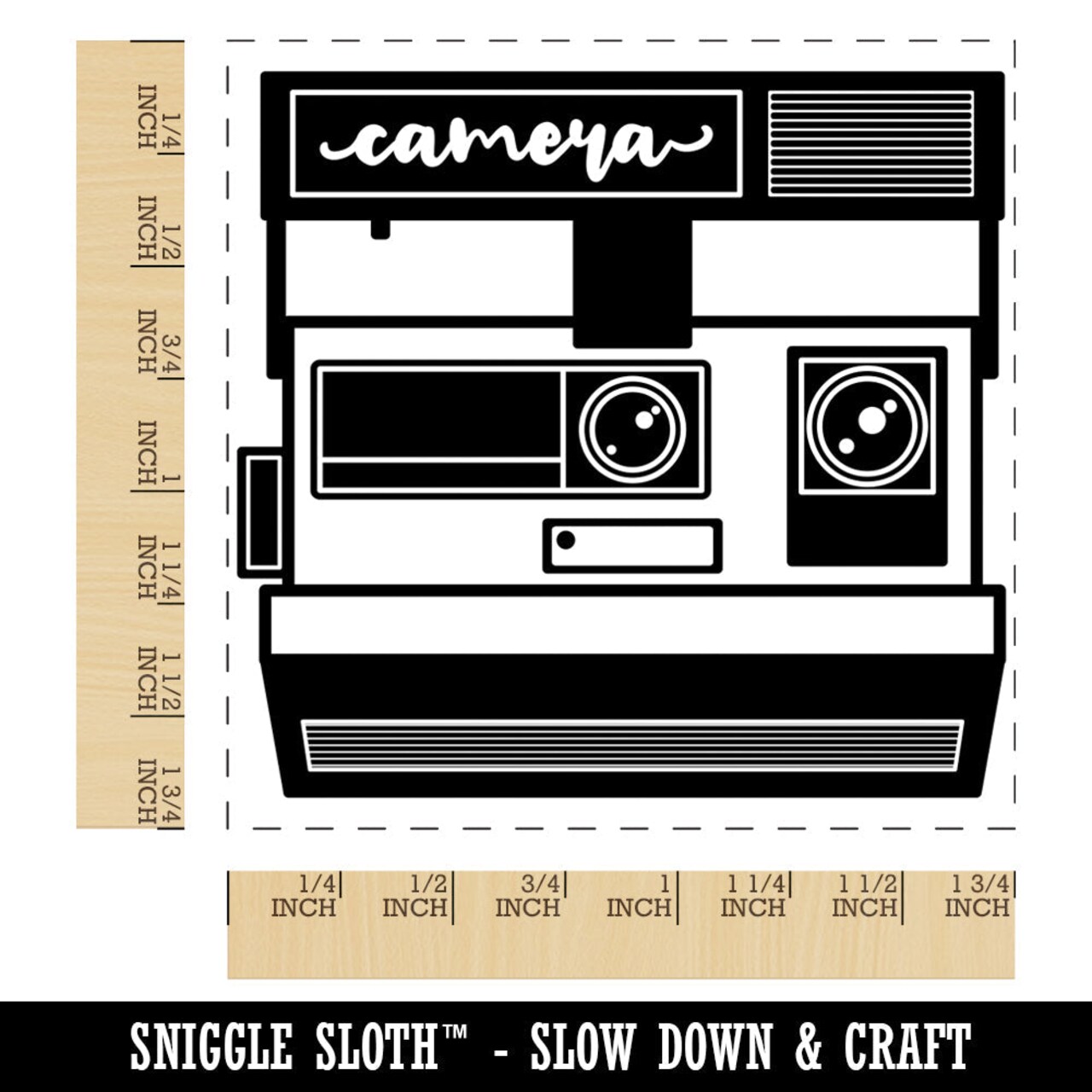 Vintage Instant Camera Photography Square Rubber Stamp for Stamping Crafting
